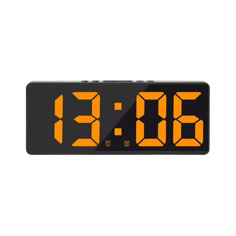 Voice Control LED Mirror Digital Alarm Clock With Temperature Display Snooze Night Mode Bedside Cl 12
