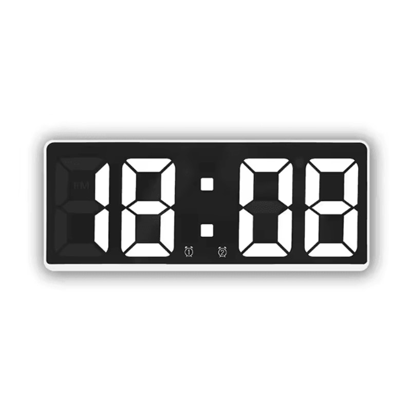 Voice Control LED Mirror Digital Alarm Clock With Temperature Display Snooze Night Mode Bedside Cl 14