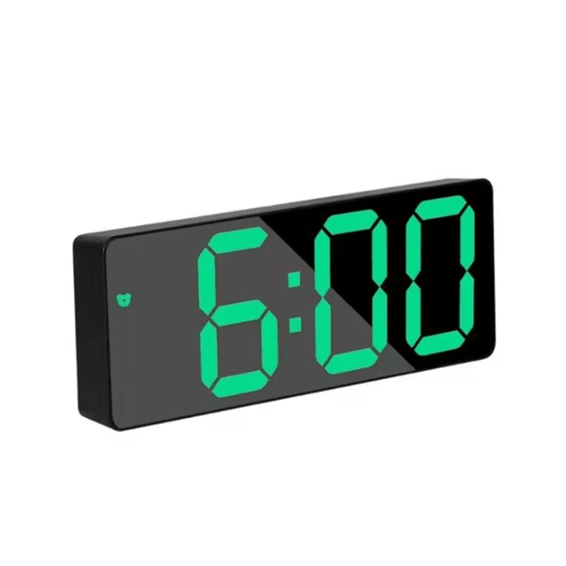 Voice Control LED Mirror Digital Alarm Clock With Temperature Display Snooze Night Mode Bedside Cl 8