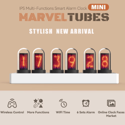 wifi rgb nixie tube digital alarm clock with ips display and custom diy screens for gaming desk decor