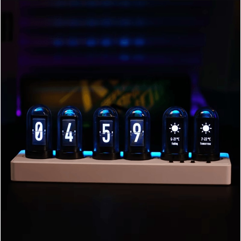 WiFi RGB Nixie Tube Digital Alarm Clock With IPS Display And Custom DIY Screens For Gaming Desk Dec 2