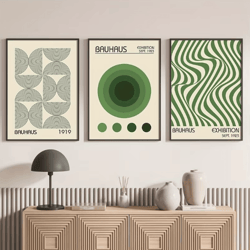 3 piece bauhaus geometric wall art set minimalist mid century canvas posters unframed