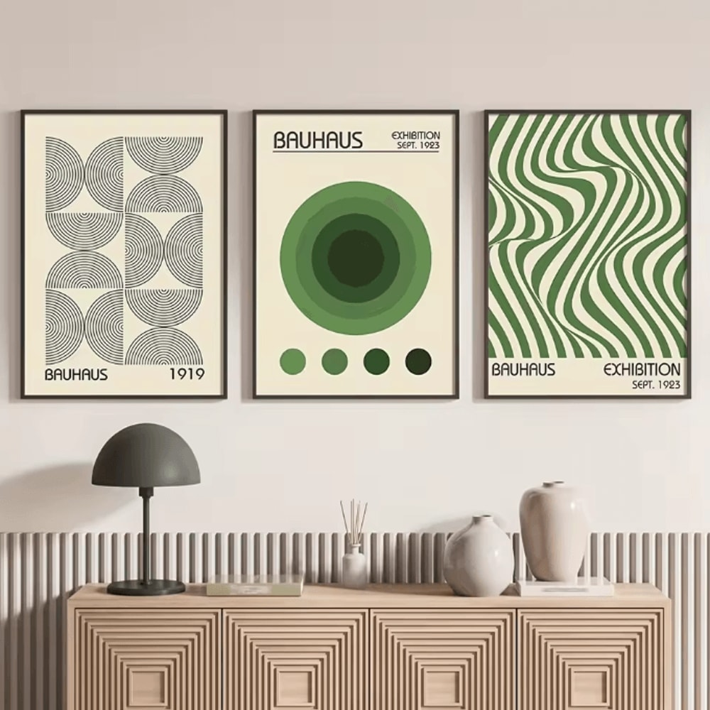 3 Piece Bauhaus Geometric Wall Art Set Minimalist Mid Century Canvas Posters Unframed 8