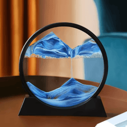 3d moving sand art hourglass frame – round glass sandscape desk decor for home and office