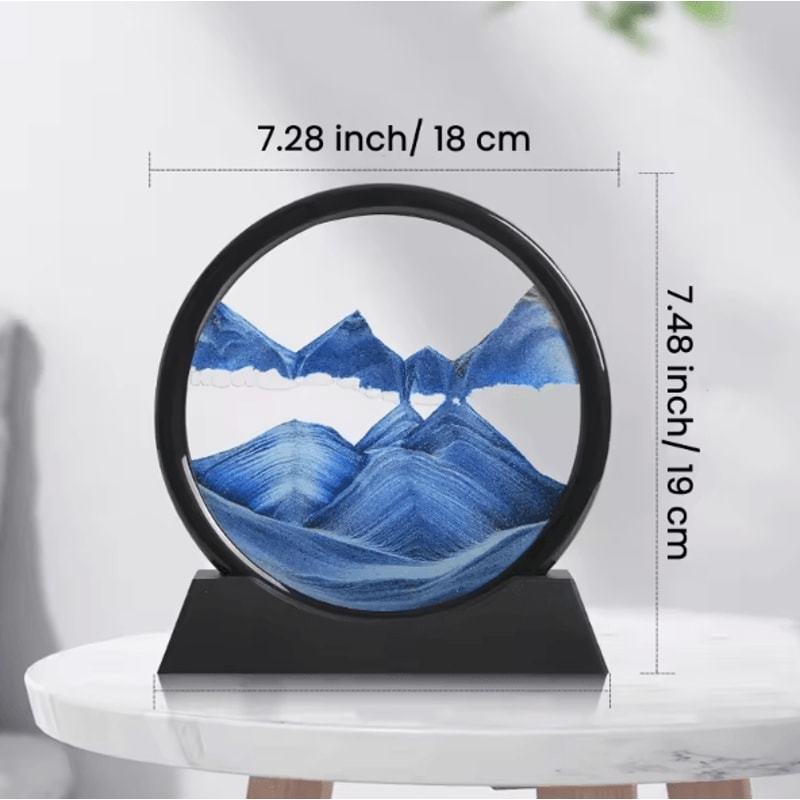 3D Moving Sand Art Hourglass Frame Round Glass Sandscape Desk Decor For Home And Office 6