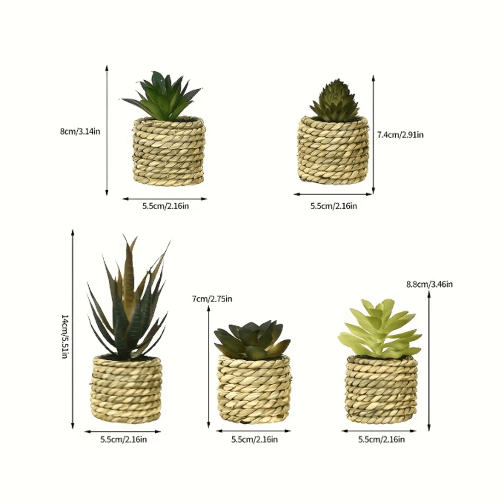 5 Piece Artificial Aloe Vera Potted Plants Set Realistic Mini Succulent Decor For Home Desk And Kit 4