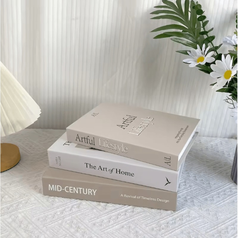3 Piece Decorative Fake Books Set Minimalist Faux Book Decor For Coffee Table Shelf Styling 5