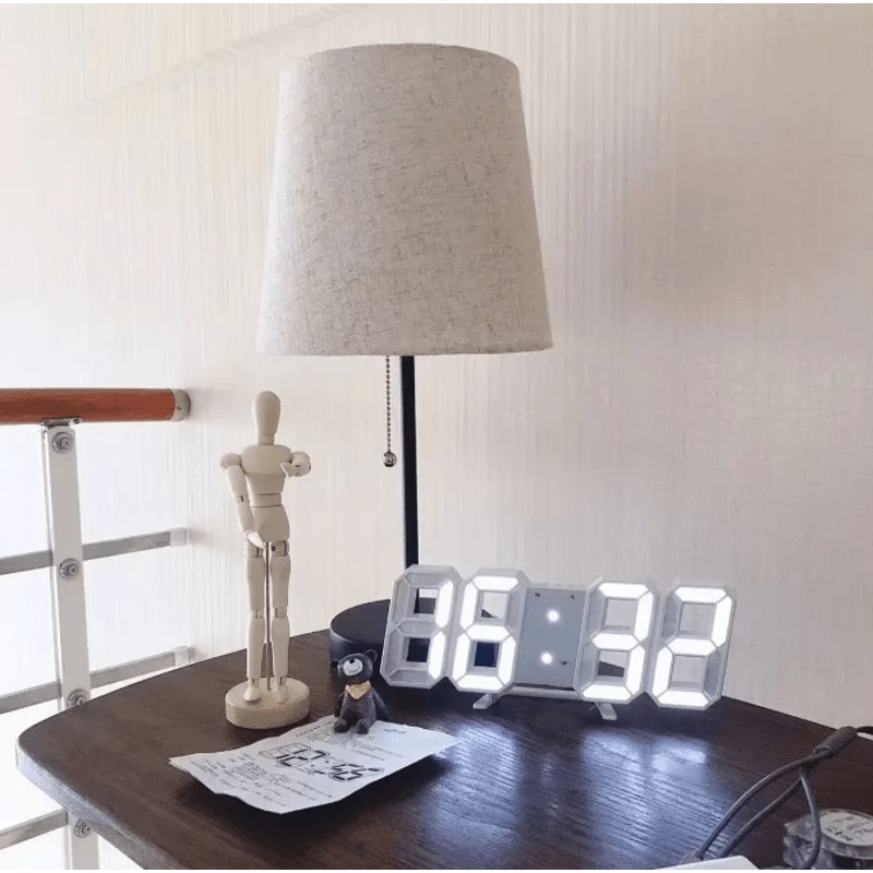 3D LED Digital Wall Clock With Night Mode Modern Glow LED Wall Decor Adjustable Desk Clock 1