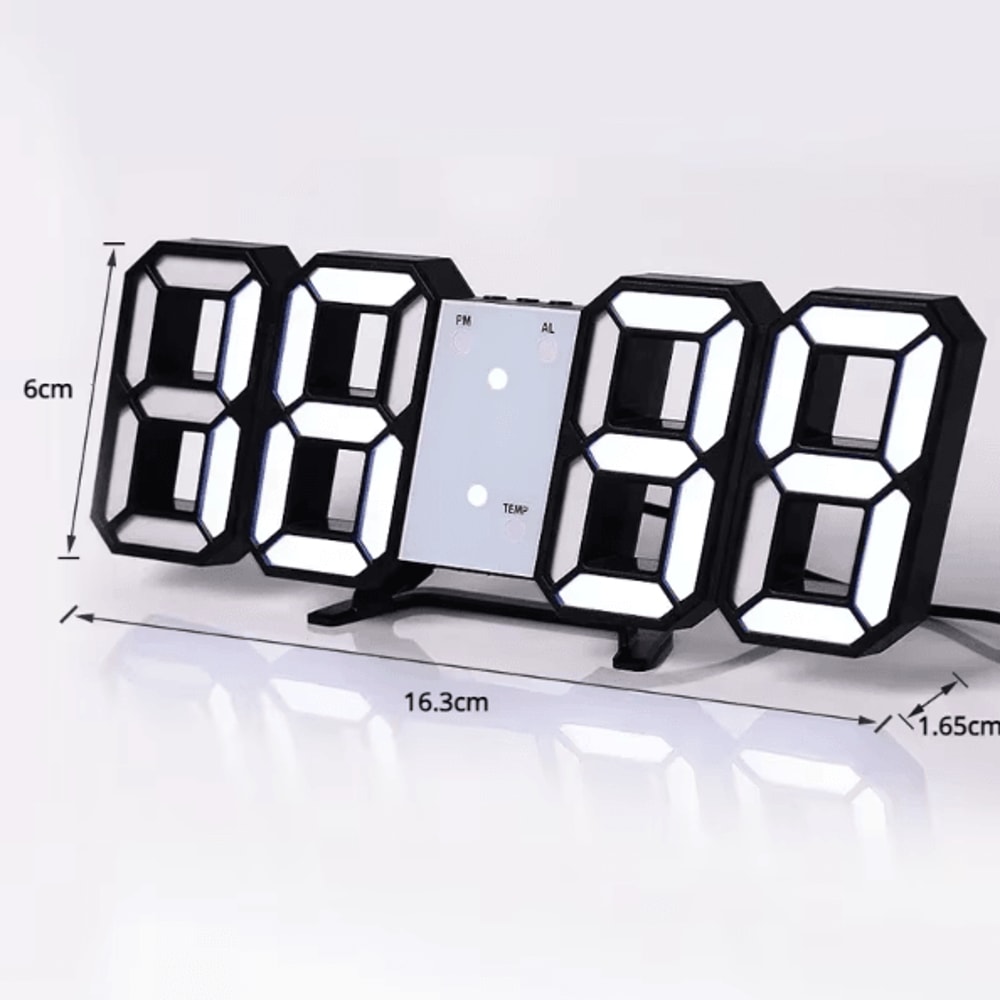 3D LED Digital Wall Clock With Night Mode Modern Glow LED Wall Decor Adjustable Desk Clock 3