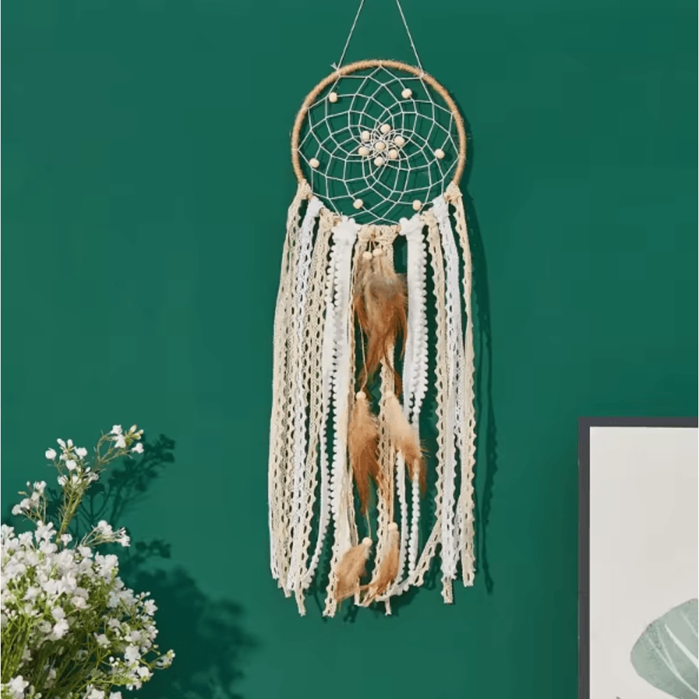 5Piece Moon Dream Catcher Wall Decor Set Boho Macrame Hanging With Sun Moon Design For Bedroom 2