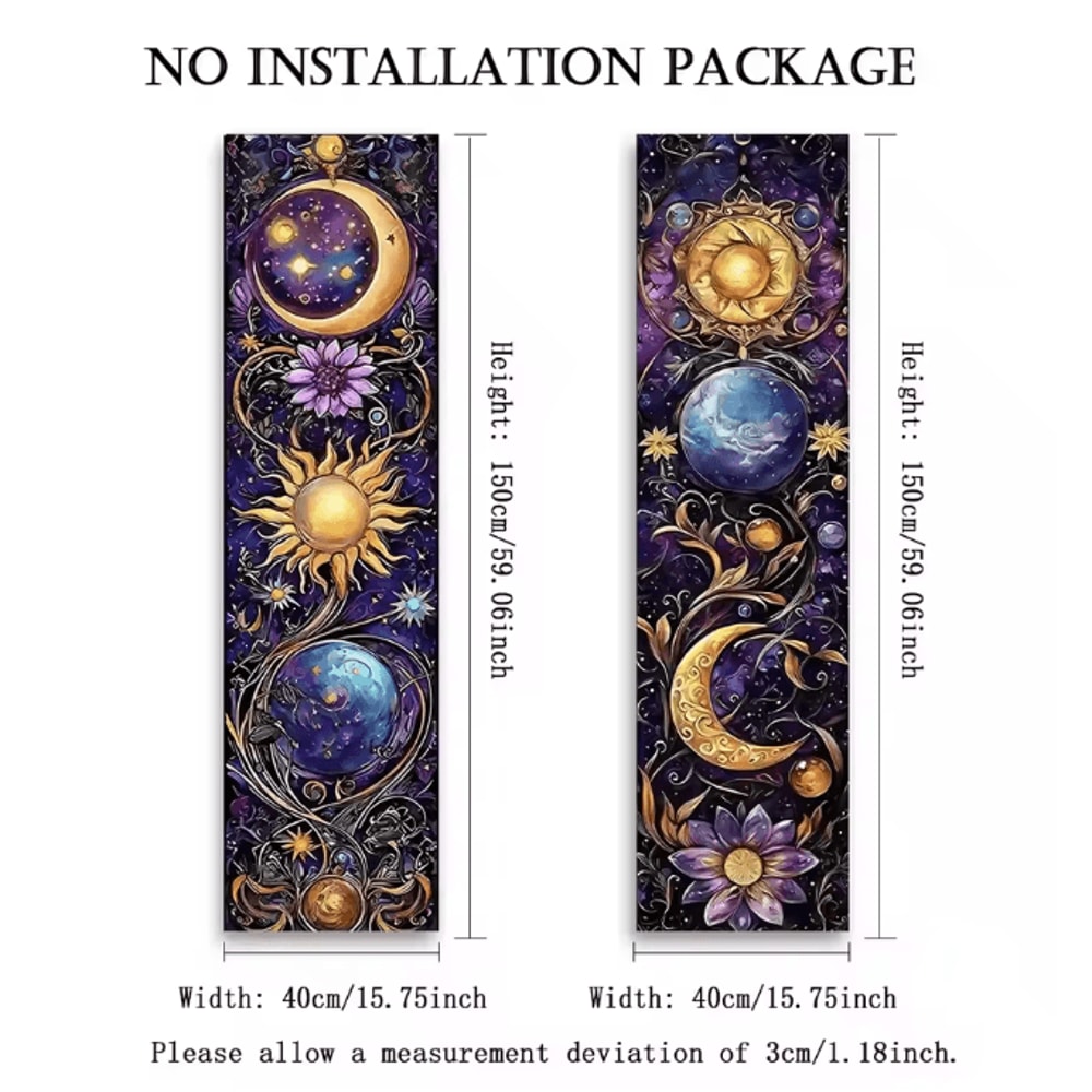 Sun Moon Celestial Purple Floral Tapestry Boho Hippie Wall Hanging Aesthetic Room Decor 3