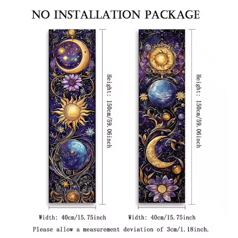 Sun Moon Celestial Purple Floral Tapestry Boho Hippie Wall Hanging Aesthetic Room Decor 3
