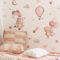 Pink Cartoon Bear Balloon Wall Stickers Cute Kids Room Nursery Wall Decals Decor 0