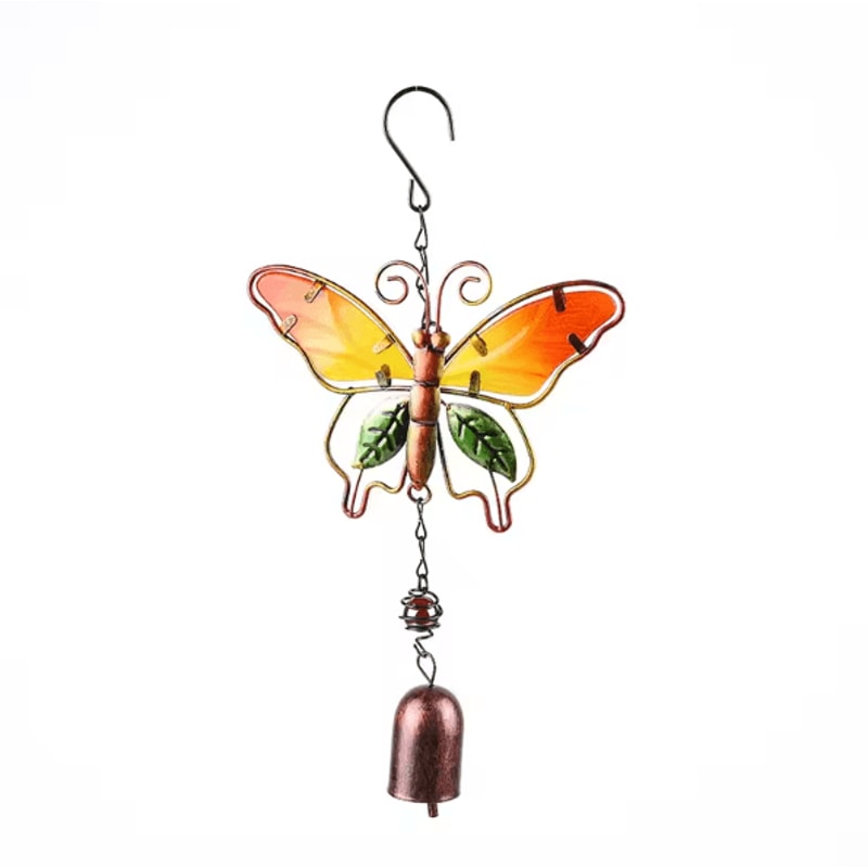 Hummingbird Dragonfly Metal Glass Wind Chime HandPainted Garden Hanging Decor With Soothing Bells 3