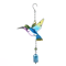 Hummingbird Dragonfly Metal Glass Wind Chime HandPainted Garden Hanging Decor With Soothing Bells 4
