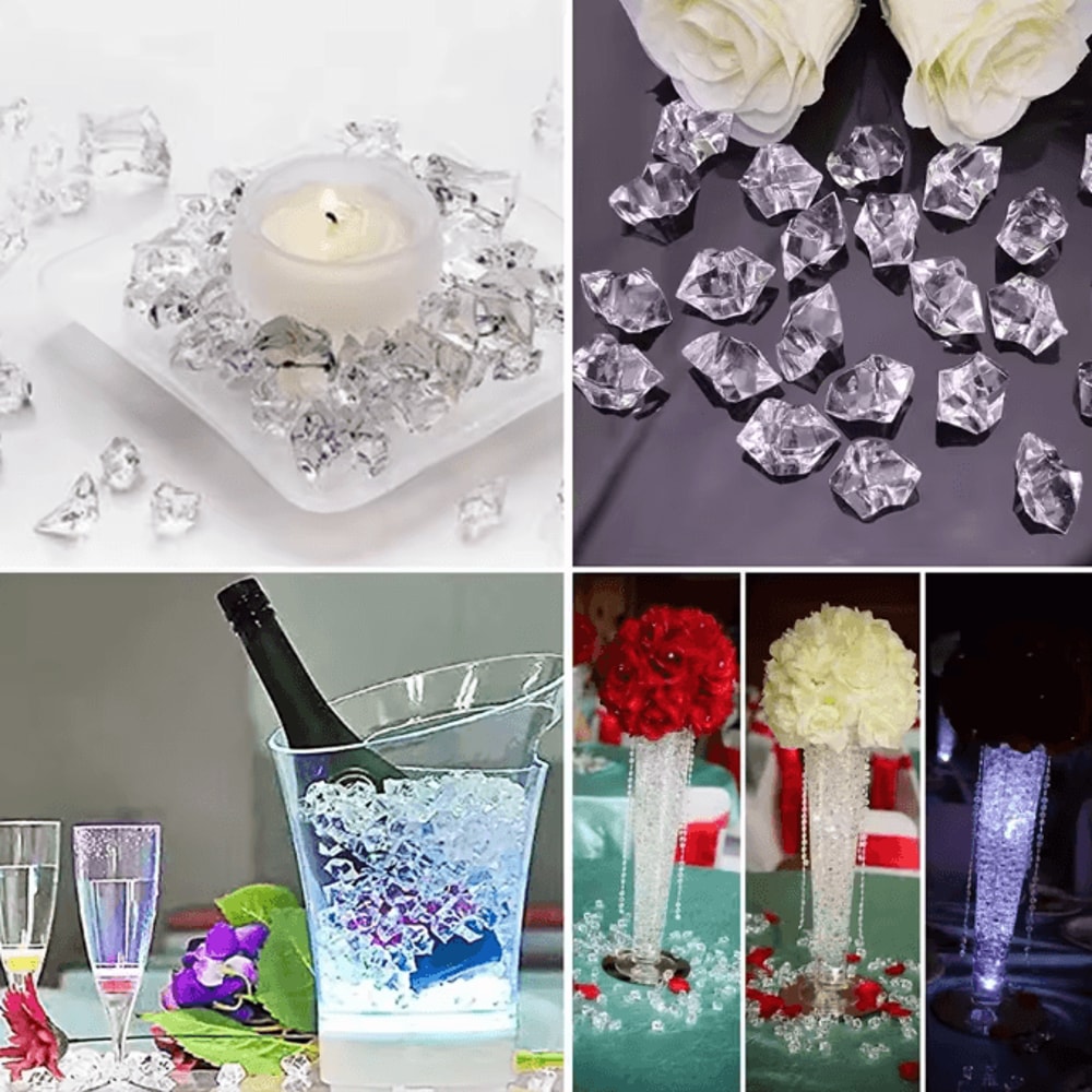 100200PCS Crystal Clear Acrylic Ice Stones Decorative Vase Filler For Weddings Crafts Home Decor 3