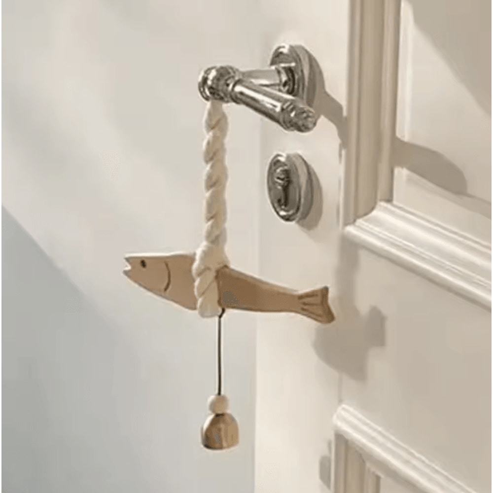 Lightweight Wooden Fish Hanging Ornament With Bell Nautical Car Wall Decor Pendant 0