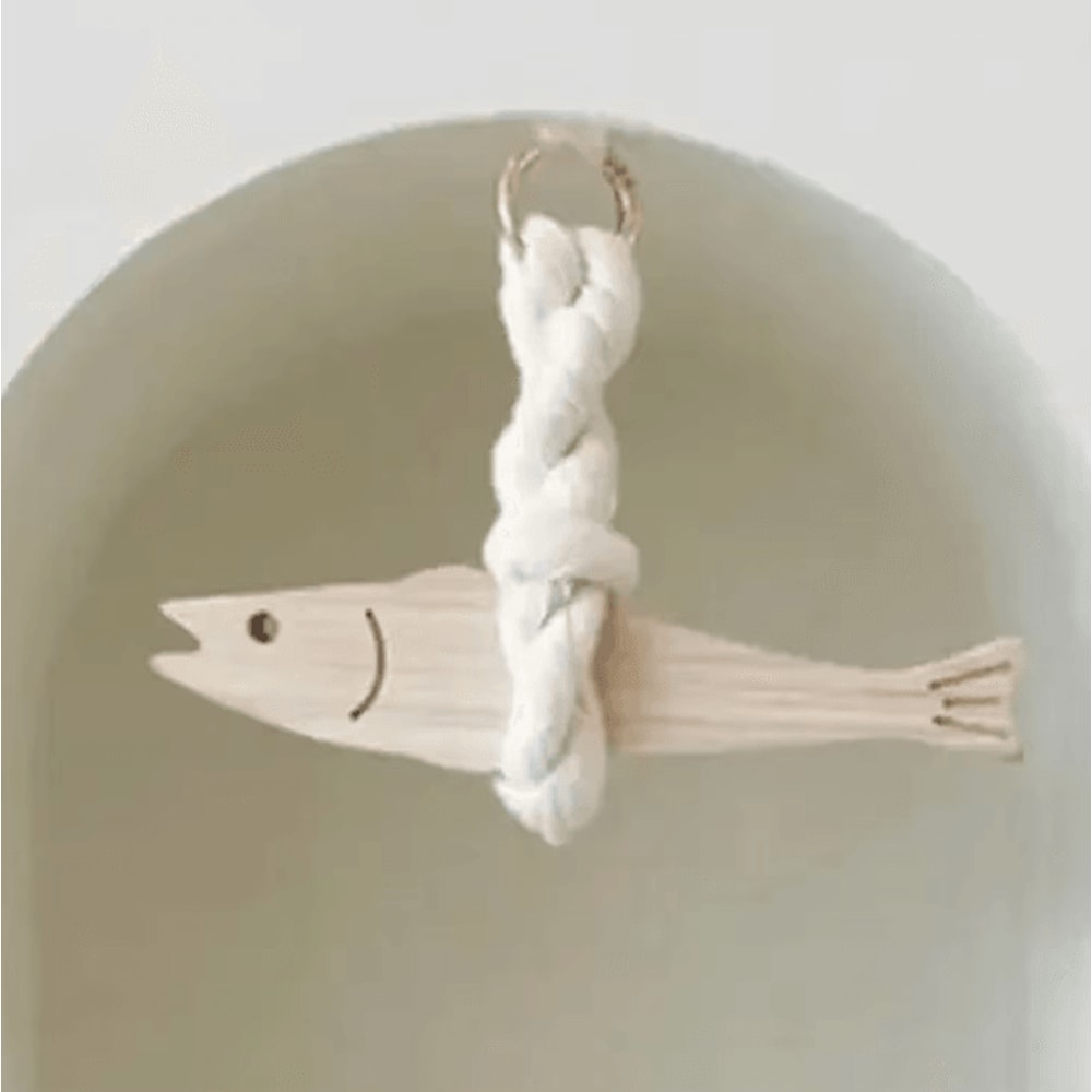 Lightweight Wooden Fish Hanging Ornament With Bell Nautical Car Wall Decor Pendant 2