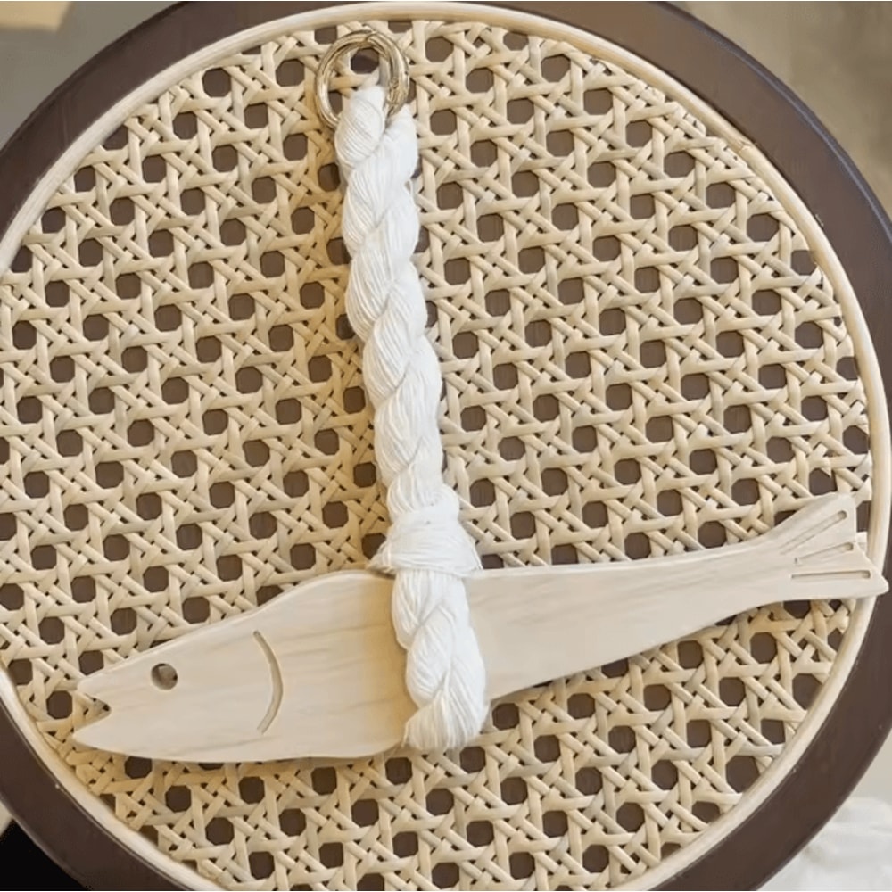 Lightweight Wooden Fish Hanging Ornament With Bell Nautical Car Wall Decor Pendant 3