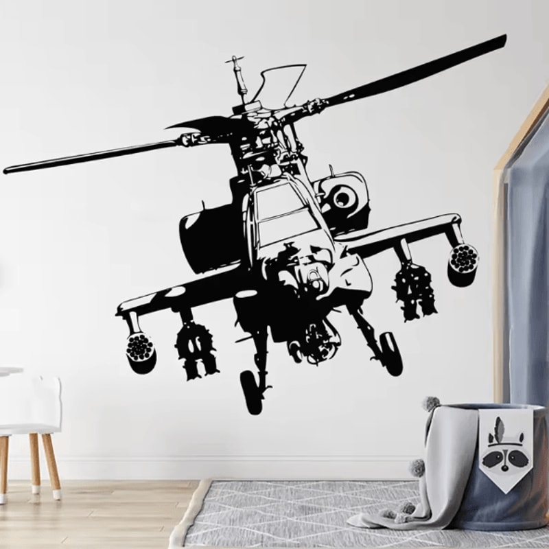 Military Helicopter Army Wall Decal Hero Soldier Vinyl Wall Sticker For Boys Room Decor 0