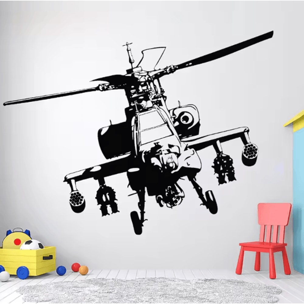 Military Helicopter Army Wall Decal Hero Soldier Vinyl Wall Sticker For Boys Room Decor 1
