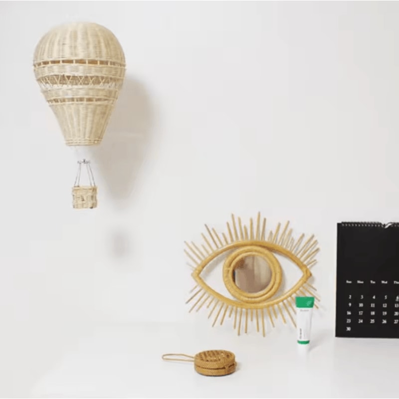 Handwoven Rattan Hot Air Balloon Wall Decor Nordic Boho Nursery Hanging Ornament For Kids Room 3