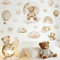 Boho Teddy Bear Balloon Wall Sticker Watercolor Nursery Wall Decals For Kids Room Decor 1