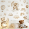 Boho Teddy Bear Balloon Wall Sticker Watercolor Nursery Wall Decals For Kids Room Decor 1