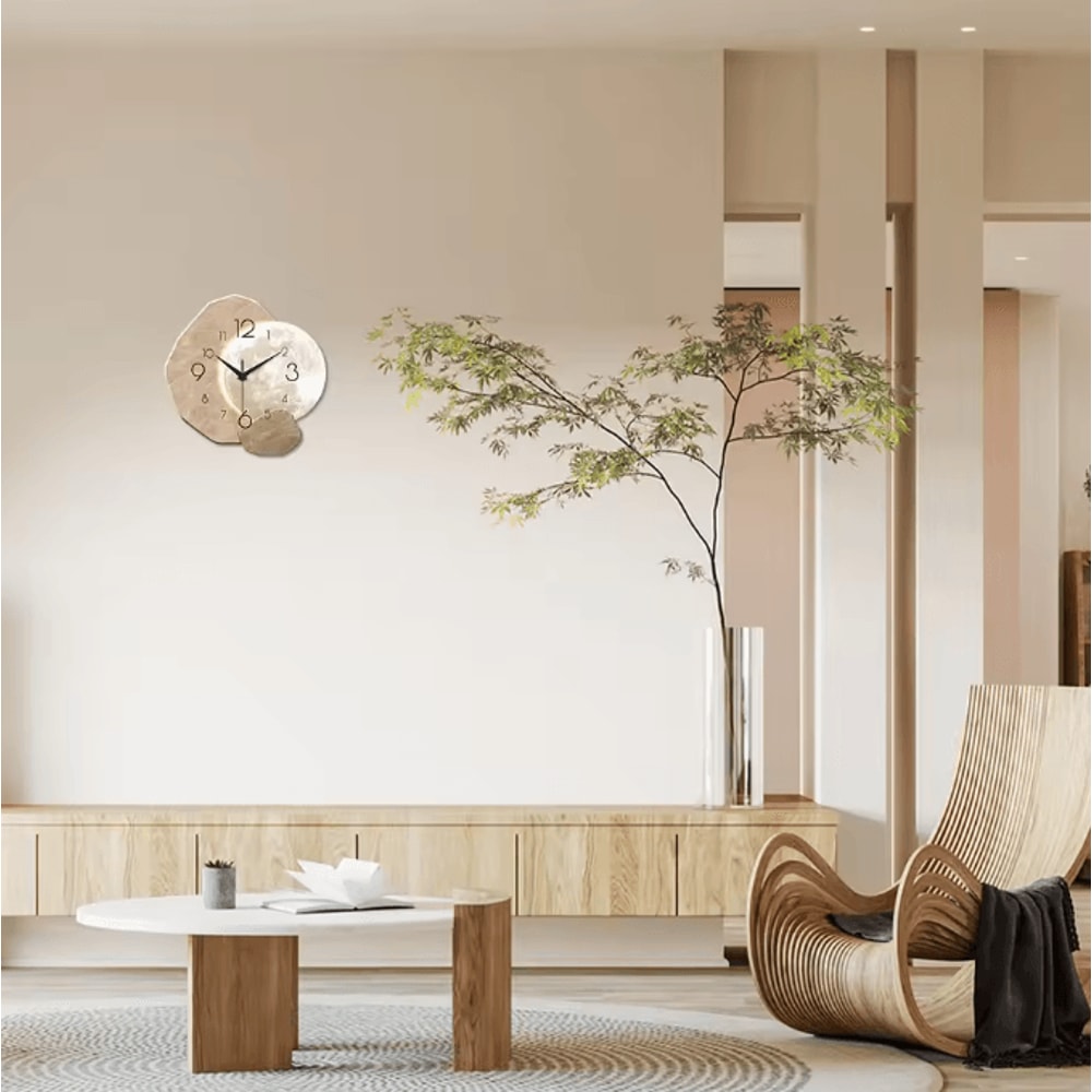 Modern Wooden Moon Wall Clock Silent Quartz Minimalist Wall Decor For Bedroom Living Room 3