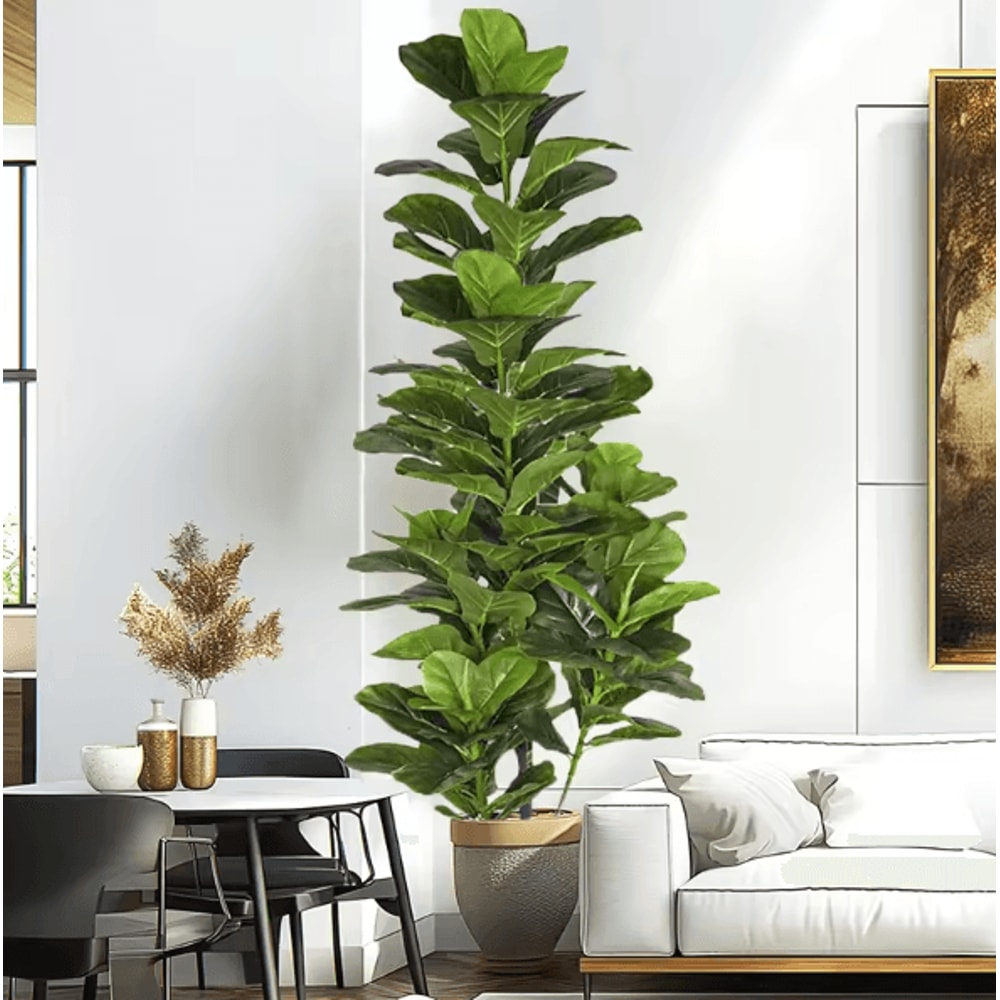 Artificial Fiddle Leaf Fig Tree Large Faux Ficus Lyrata Plant For Modern Home Office Decor 2