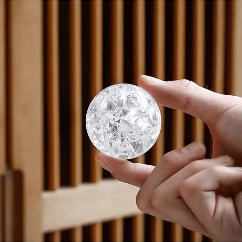 Ice Crack Crystal Ball Glass Sphere Feng Shui Decorative Orb For Home Aquarium Desk Decor 3