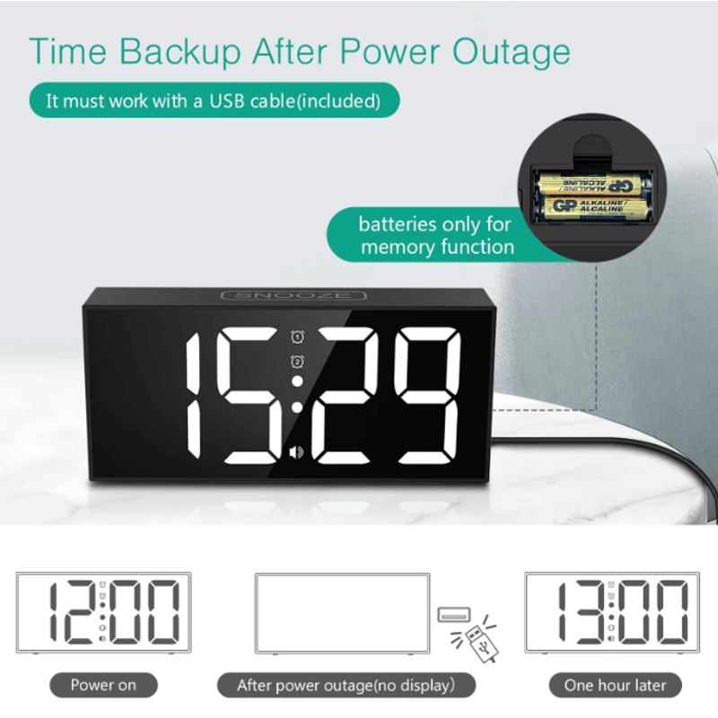 ORIA Vibrating Alarm Clock With Bed Shaker Loud LED Digital Clock For Heavy Sleepers Hearing Impa 2