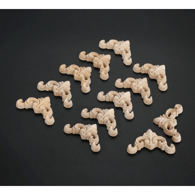 16PCS Wood Carved Applique Set Decorative Corner Onlays For Furniture Walls DIY Decor 0