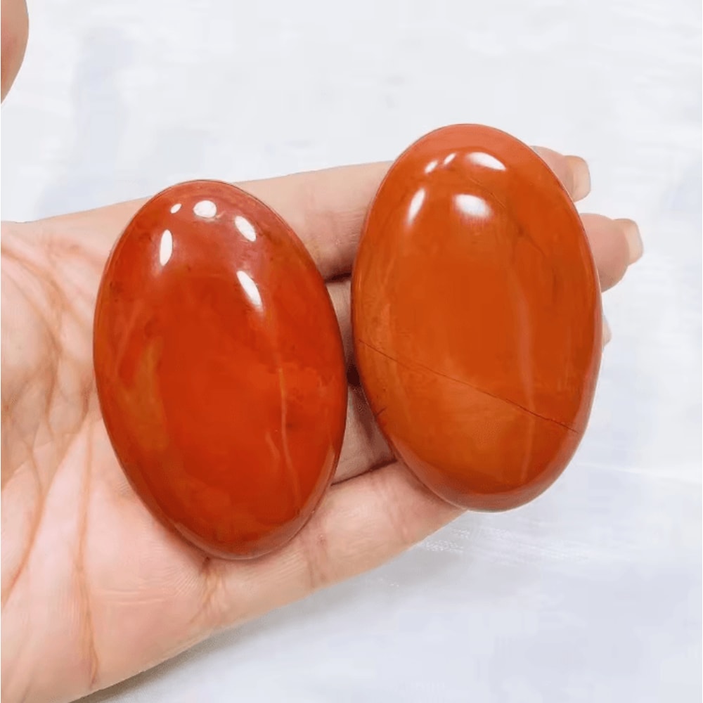 1 Piece Natural Red Jasper Palm Stone Reiki Healing Crystal Pocket Stone For Energy Balance Home 3