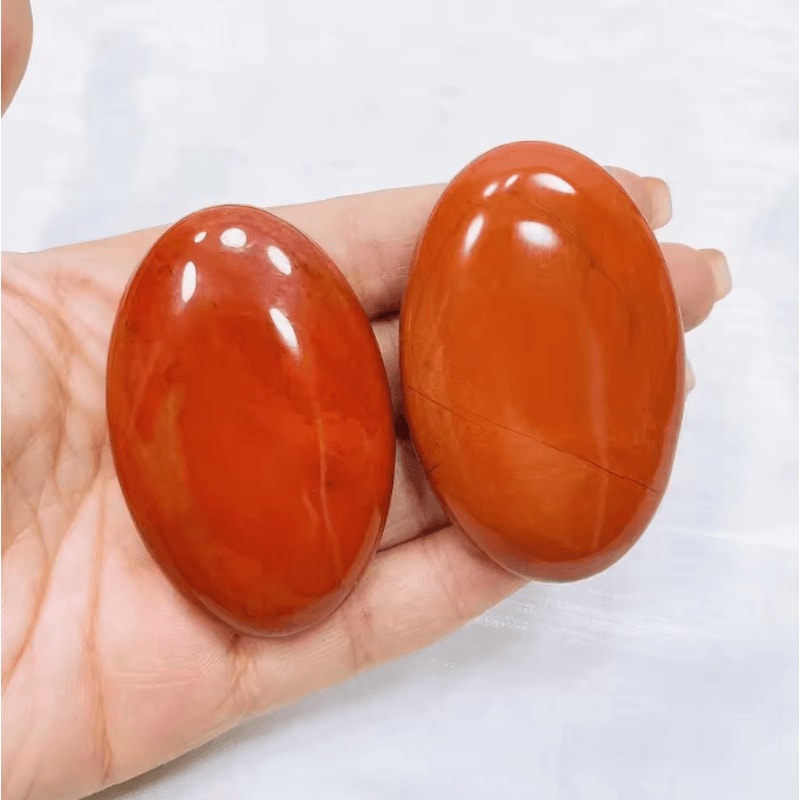 1 Piece Natural Red Jasper Palm Stone Reiki Healing Crystal Pocket Stone For Energy Balance Home 3
