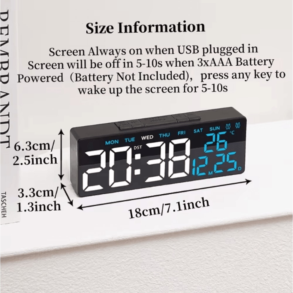USB LED Digital Alarm Clock With Temperature Dual Alarm Modern Desk Clock With Auto Dimming Snoo 3