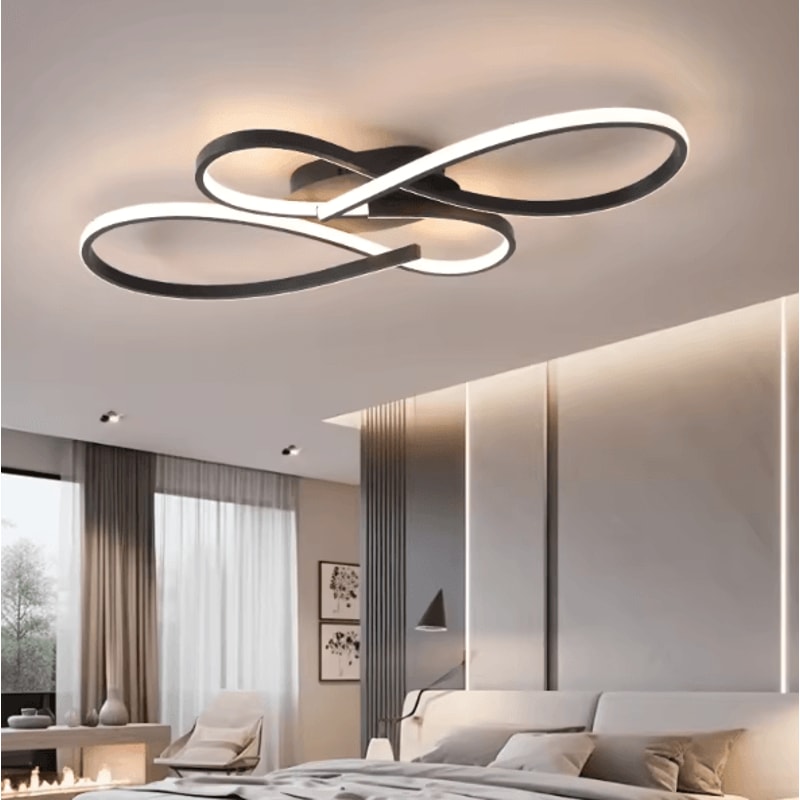Modern Black LED Ceiling Chandelier Minimalist Ceiling Light Fixture For Living Room Bedroom Stud 1