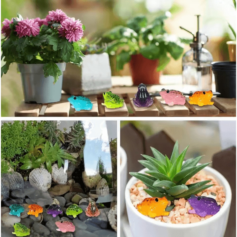 Luminous Mini Frog Figurines Set GlowintheDark Resin Frogs For Fairy Garden DIY Terrarium Decor 3