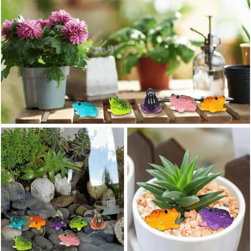 Luminous Mini Frog Figurines Set GlowintheDark Resin Frogs For Fairy Garden DIY Terrarium Decor 3