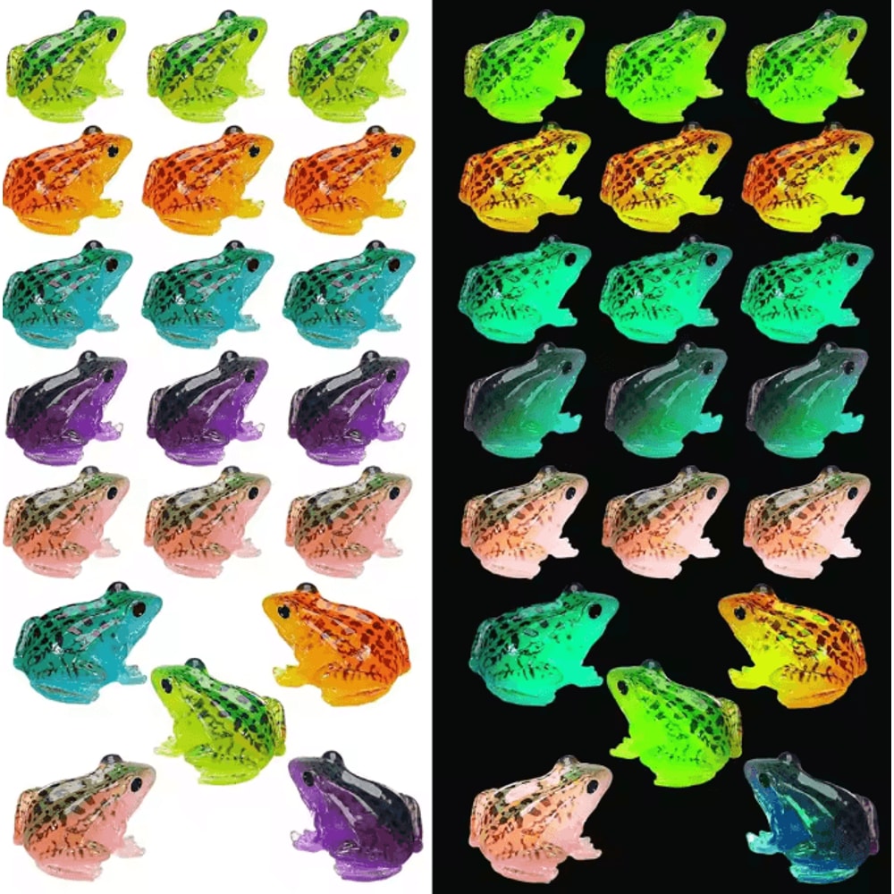 Luminous Mini Frog Figurines Set GlowintheDark Resin Frogs For Fairy Garden DIY Terrarium Decor 5