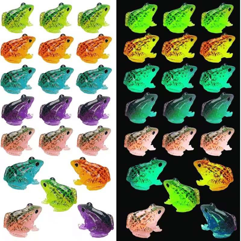 Luminous Mini Frog Figurines Set GlowintheDark Resin Frogs For Fairy Garden DIY Terrarium Decor 5