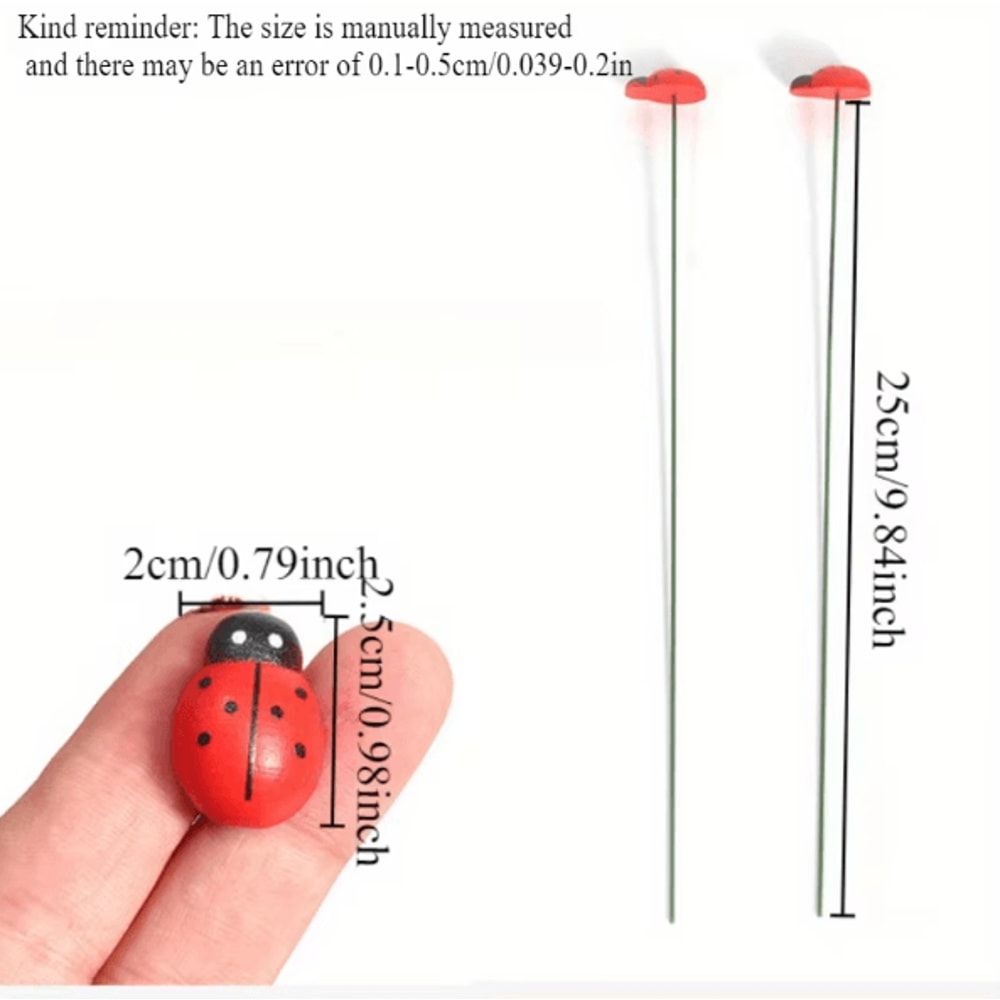 20PCS Red Wooden Ladybug Garden Stakes Cute Decorative Plant Stakes For Outdoor Yard Home Decor 5