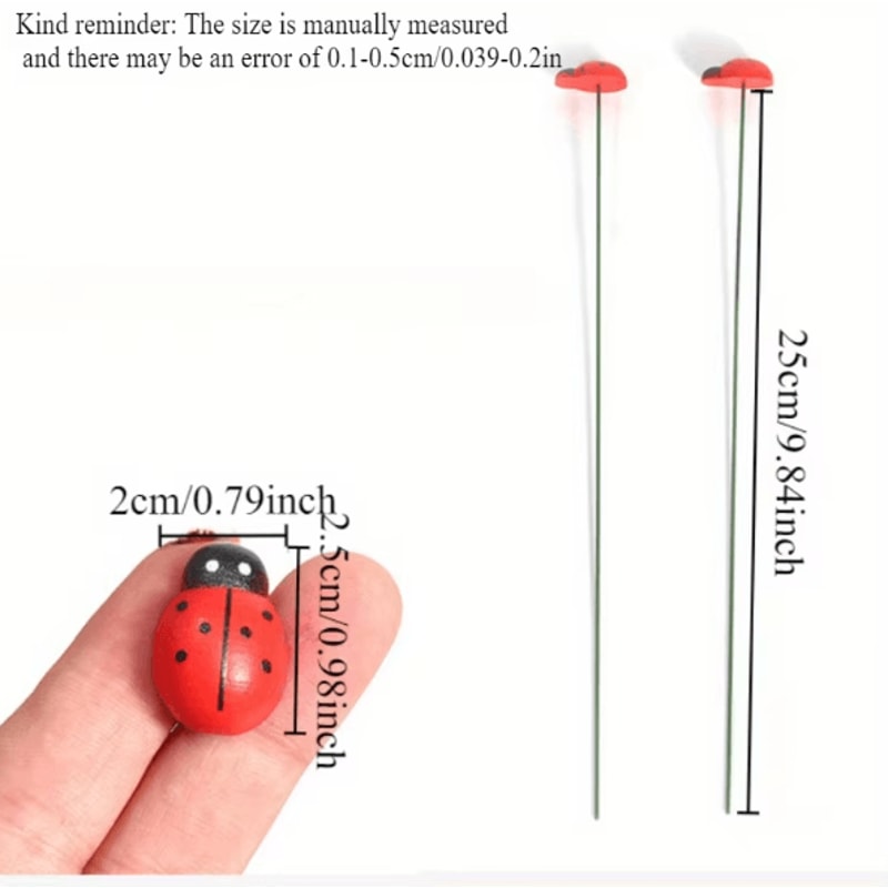20PCS Red Wooden Ladybug Garden Stakes Cute Decorative Plant Stakes For Outdoor Yard Home Decor 5