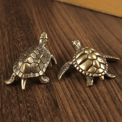 vintage copper turtle figurine – feng shui brass tortoise ornament for desk, tea pet & home decor