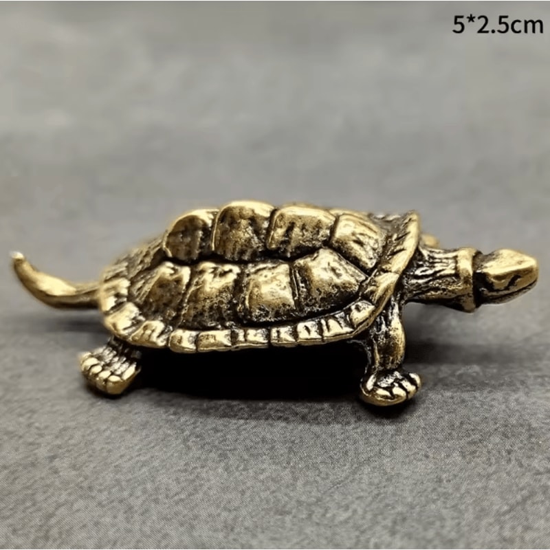 Vintage Copper Turtle Figurine Feng Shui Brass Tortoise Ornament For Desk Tea Pet Home Decor 9