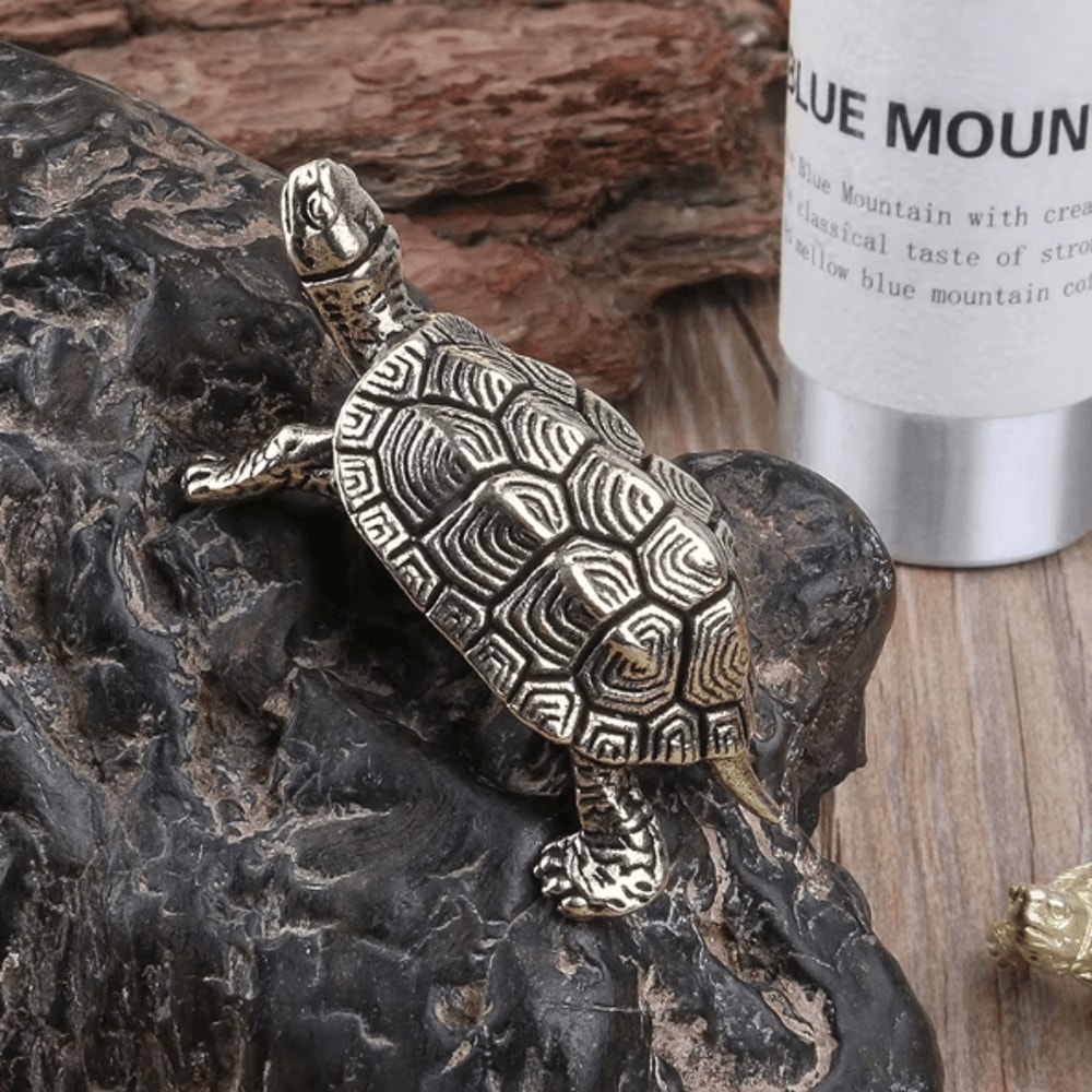 Vintage Copper Turtle Figurine Feng Shui Brass Tortoise Ornament For Desk Tea Pet Home Decor 4