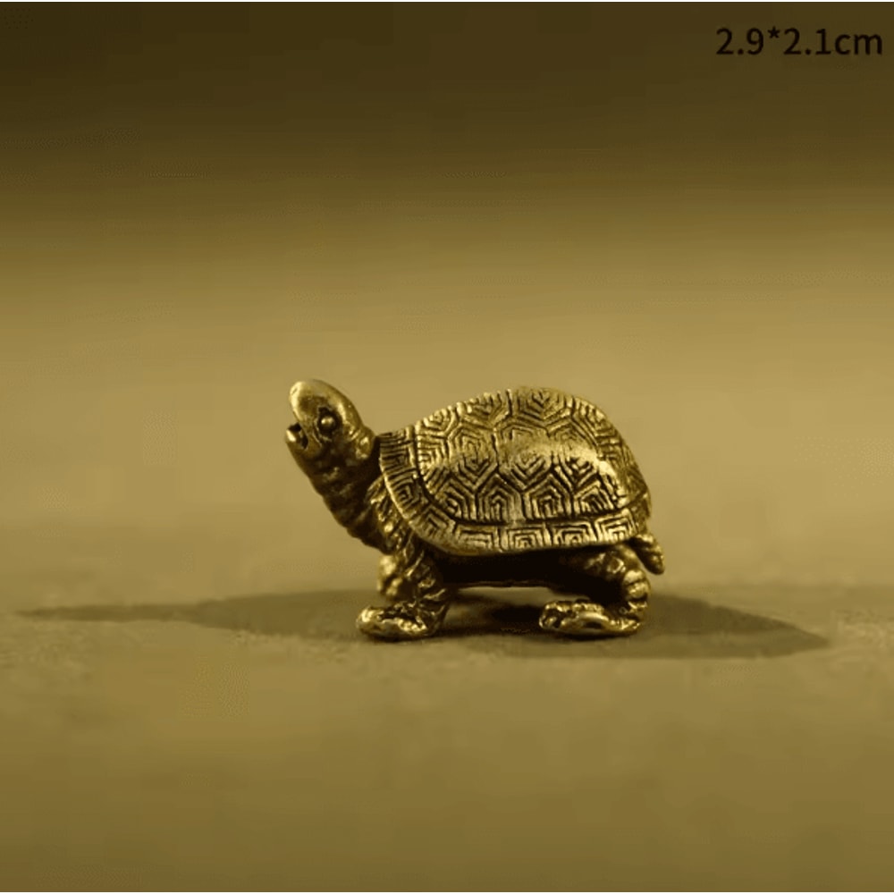 Vintage Copper Turtle Figurine Feng Shui Brass Tortoise Ornament For Desk Tea Pet Home Decor 5