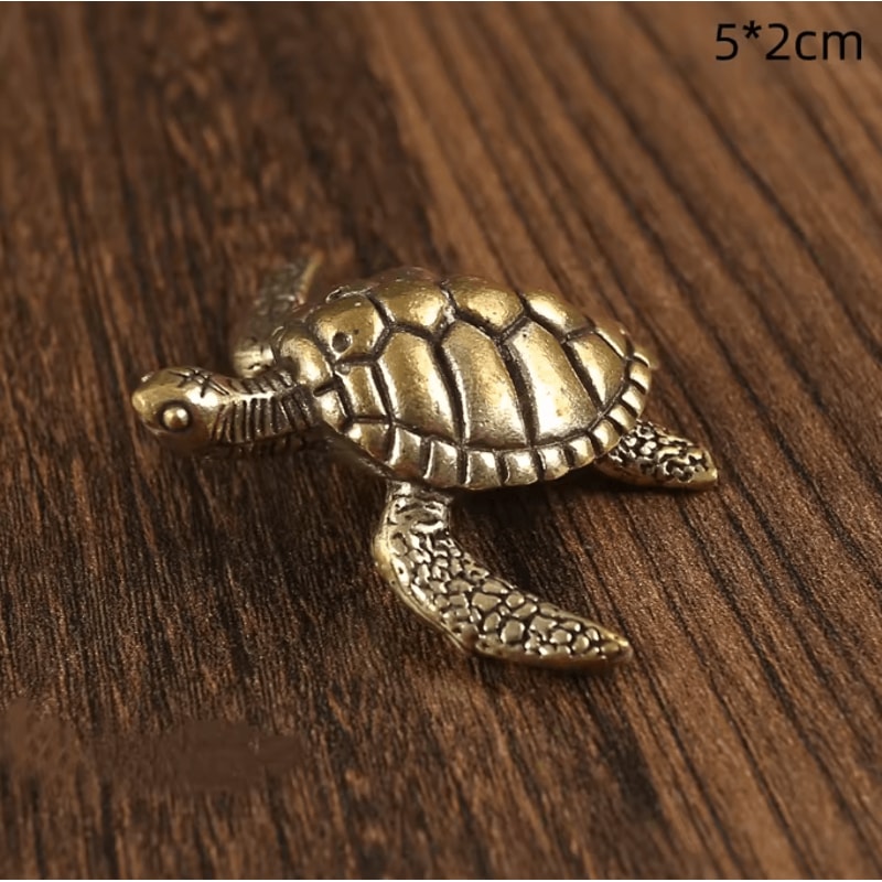 Vintage Copper Turtle Figurine Feng Shui Brass Tortoise Ornament For Desk Tea Pet Home Decor 8
