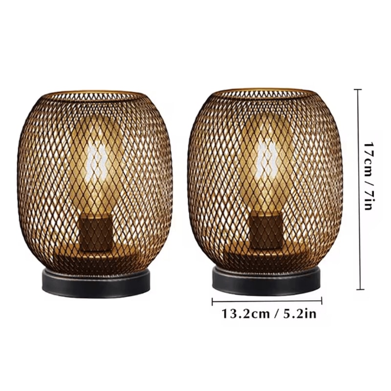 Cordless LED Lantern Battery Powered Table Lamp Metal Cage Decorative Light For Weddings Home Decor 4