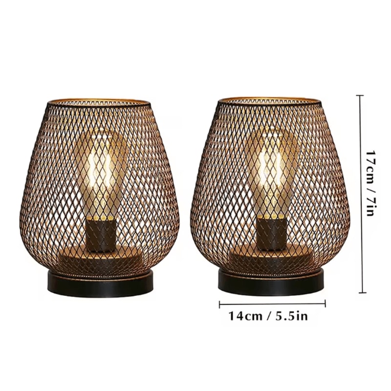 Cordless LED Lantern Battery Powered Table Lamp Metal Cage Decorative Light For Weddings Home Decor 5